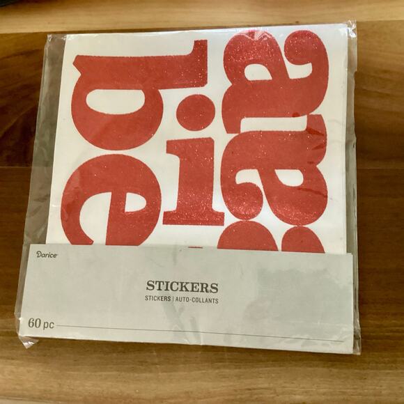 Darice XL Paper Font Letter Stickers: Red Glitter, 60 pc - Picture 1 of 6